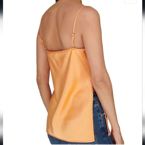 Nanushka Prita Cami Top Tangerine XS NWT | Silk-Like Draped Tank - Picture 3 of 7